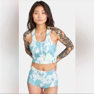 RVCA Wavelength Zip Up Racerback Bikini Top and High waist bottom Swim Surf